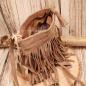 Preview: Mini Handtasche Wildleder Braun – Boho Fransen Umhängetasche