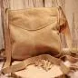 Preview: Boho Handtasche Beige Wildleder – Fransen Umhängetasche Leder - umhaengetasche handtasche leder fransen klein beige