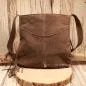 Preview: Leder Handtasche mit Fransen – Boho Umhängetasche Wildleder - umhaengetasche handtasche leder fransen klein braun grau