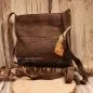 Preview: Leder Handtasche Dunkelbraun – Boho Umhängetasche Wildleder - umhaengetasche handtasche leder fransen klein dunkelbraun