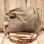 Preview: Graue Leder Handtasche mit Fransen – Weiches Wildleder Boho-Style - umhaengetasche handtasche leder weich india style grau