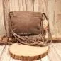 Preview: Graue Leder Handtasche mit Fransen – Weiche Boho Schultertasche - umhaengetasche handtasche leder weich india style grau braun