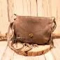 Preview: Graue Leder Handtasche mit Fransen – Weiche Boho Schultertasche - umhaengetasche handtasche leder weich india style grau braun