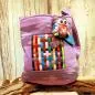 Preview: Bunte Patchwork-Handtasche Paula mit aufgenähter Eule, Reißverschluss-Außentasche und verstellbarem Schultergurt.