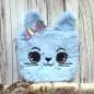 Preview: Umhängetasche Kinder plüsch hellblau mit glitzer Schleife - umhaengetasche kindertasche hase hellblau glitzer krone