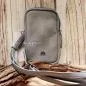 Preview: Handtasche Leder grau-blau klein 2 Fächer - umhaengetasche mini handtasche leder grau blau faecher