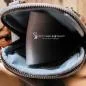 Preview: Handtasche Leder grau-blau klein 2 Fächer - umhaengetasche mini handtasche leder grau blau faecher