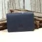 Preview: Visitenkartenetui Kartenetui Leder Dunkelblau Klein 3 Fächer Brieftasche 10,5cm