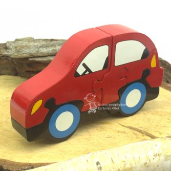 Holzpuzzle 3 D als Auto in rot