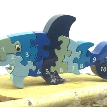 Zahlen Puzzle als Hai in 3 D