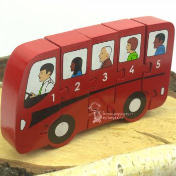 Zahlen Puzzle als bunter kleiner Bus