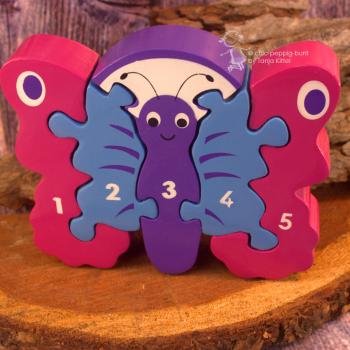 3 D Holz Puzzle Schmetterling mit Zahlen von 1-5