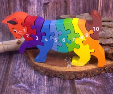 3 D Holz Puzzle als Katze mit den Zahlen von 1-10