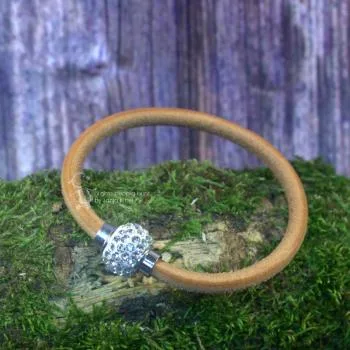 Armband-Strass-Kugel-handgefertigt - Armband leder braun crystal2