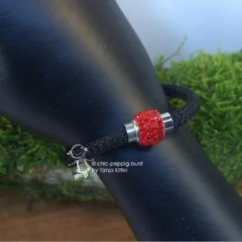 Armband-Strass-Kugel-handgefertigt - Armband segelseil schwarz rot1