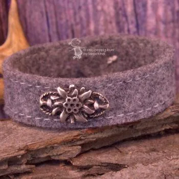 Trachten Armband Edelweiß Filz - Armband tracht hellgrau edelweiss