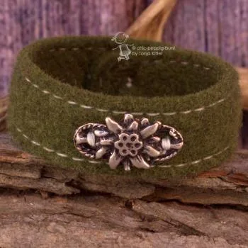 Trachten Armband Edelweiß Filz - Armband tracht olive edelweiss