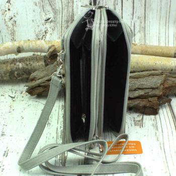 graue Handtasche mit Handytasche