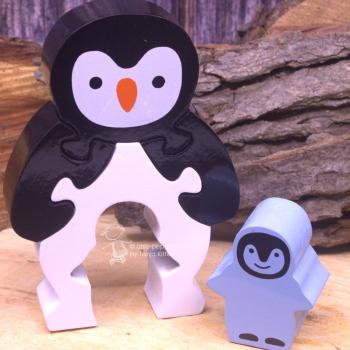 Pinguin mit Baby aus Holz