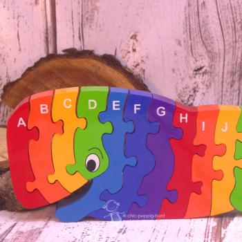 Holz Puzzle mit Buchstaben als Wal