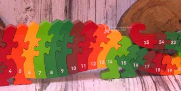 Holz Krokodil als Puzzle mit Zahlen