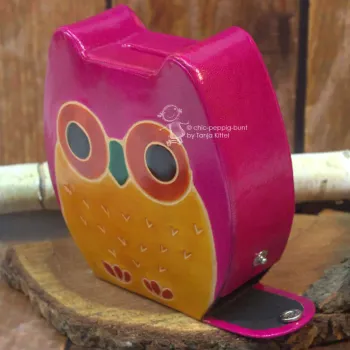 Spardose Eule pink für Kinder aus Kunstleder