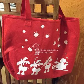 Stofftasche „Kutscher fahrt“ aus Filz - Stofftasche Weihnachten rot
