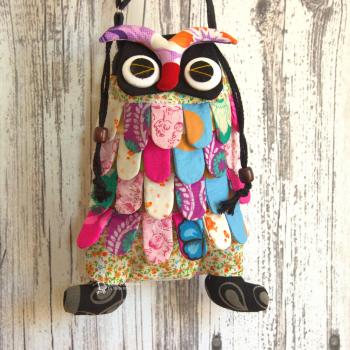 Umhängetasche Eule bunt 2 Fächer