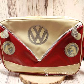 Umhängetasche VW T1 Bus 1 Fach Kunstleder rot-creme