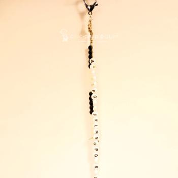 ABC Rechenkette Perlen schwarz-weiss vergoldet