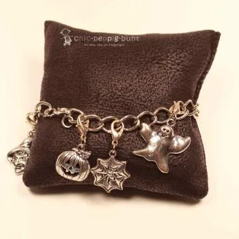 Bettelarmband versilbert mit 8 Charmsanhänger Helloween - armband bettelarmband helloween hexe versilbert fasching