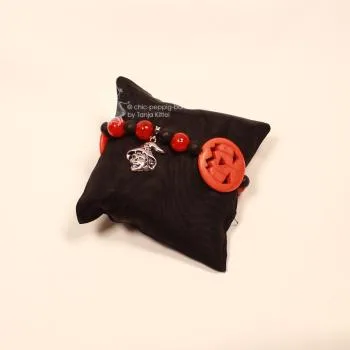 Halloween Armband Hexenkopf – Perlen-Schmuck in Schwarz & Orange - armband kuerbis perlen schwarz orange hexenkopf
