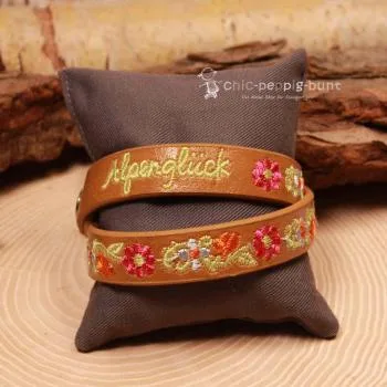Armband Tracht Kunstleder braun Kinder Blumen - armband tracht kunstleder alpenglueck doppel braun