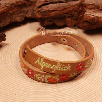 Armband Tracht Kunstleder braun Kinder Blumen