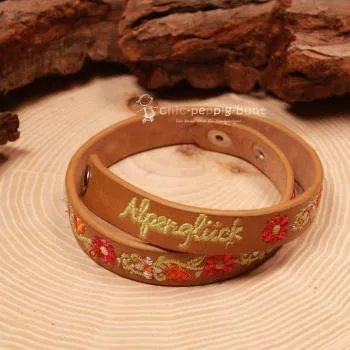 Armband Tracht Kunstleder braun Kinder Blumen - armband tracht kunstleder alpenglueck doppel braun