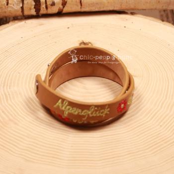 Armband Tracht Kunstleder braun Kinder Blumen