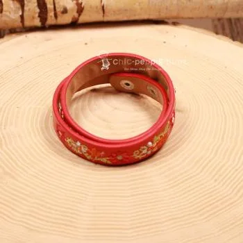Armband Tracht Kunstleder Kinder Blumen rot - armband tracht kunstleder alpenglueck doppel rot