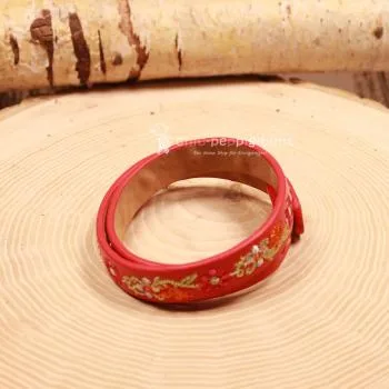 Armband Tracht Kunstleder Kinder Blumen rot - armband tracht kunstleder alpenglueck doppel rot