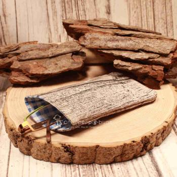 Brillenetui Stoff Holzoptik handmade
