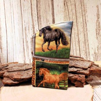 Brillenetui Stoff bunt Pferde Motiv