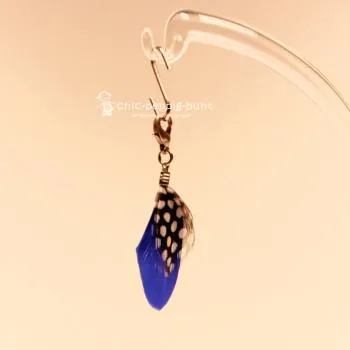 Charms Anhänger Feder blau Karabiner Dots Punkte - charms anhaenger feder klein blau schwarz karabiner
