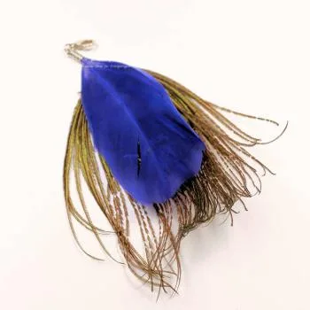 Charmsanhänger Pfauenfeder blau Karabiner - charms anhaenger feder pfau blau karabiner