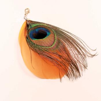 Charms Anhänger Pfauenfeder orange Karabiner