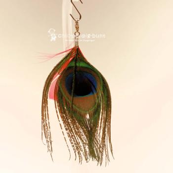 Charms Anhänger Pfauenfeder orange Karabiner