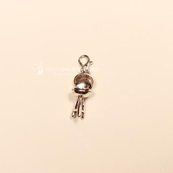 Charmsanhänger Grill BBQ versilbert mit Karabiner, Modeschmuck Sommer handmade chic-peppig-bunt