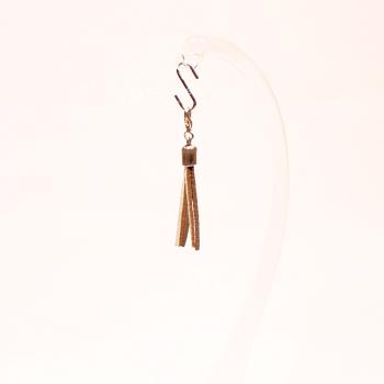 Charms Anhänger Quaste Leder grau - creme versilbert