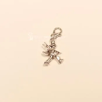 Charmsanhänger Schornsteinfeger versilbert mit Karabiner - charms anhaenger schornsteinfeger versilbert