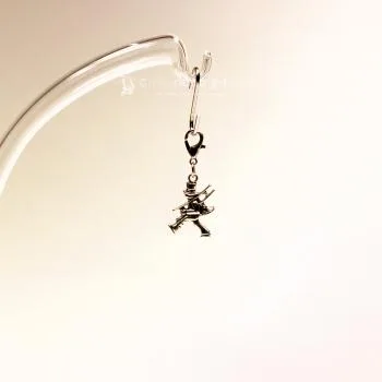 Charmsanhänger Schornsteinfeger versilbert mit Karabiner - charms anhaenger schornsteinfeger versilbert