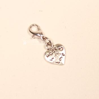 Charms Anhänger mini Herz `made with love` versilbert