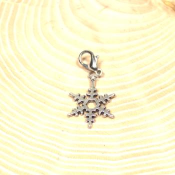 Charmsanhänger Weihnachten Schneeflocke rot versilbert